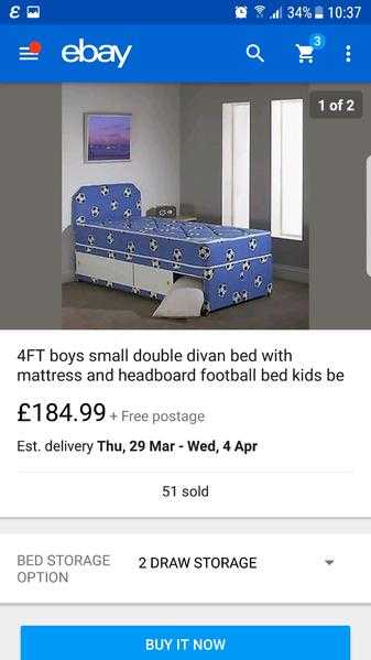 4ft red football bed