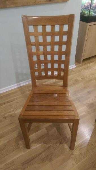 4x Solid Teak High Back Dining Chairs - Excellent Condition