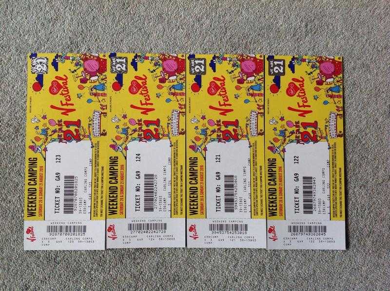 4x V Festival tickets  Camping Weston Park 20-21 August