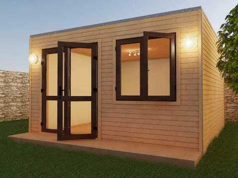 4x4 m Modern Garden Office fully insulated with UPVC double glazed windows and doors