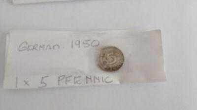 5 Pfennig coin from 1950 in very good condition