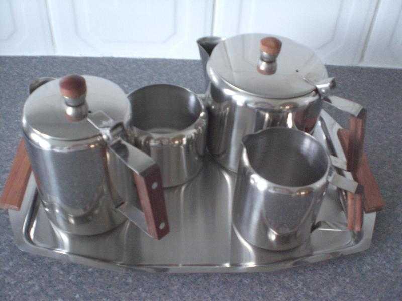 5 Piece Teacoffee set with Stainless Steel with Wooden Handles -  Brand new and factory packed box