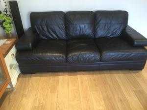 5 seater black leather settee