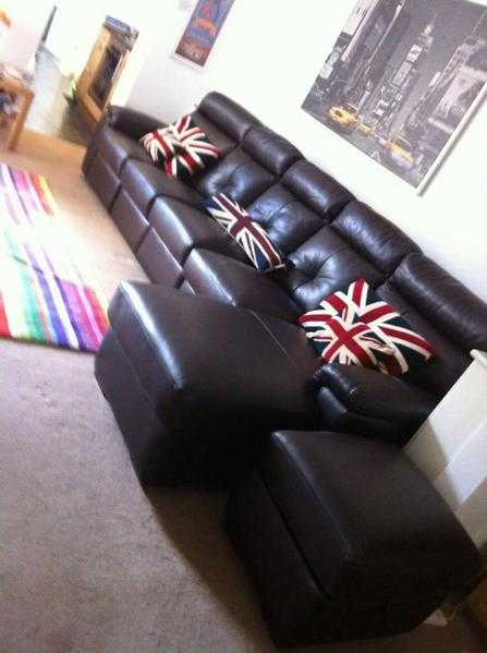 5 Seater sofa amp storage pouffe 300