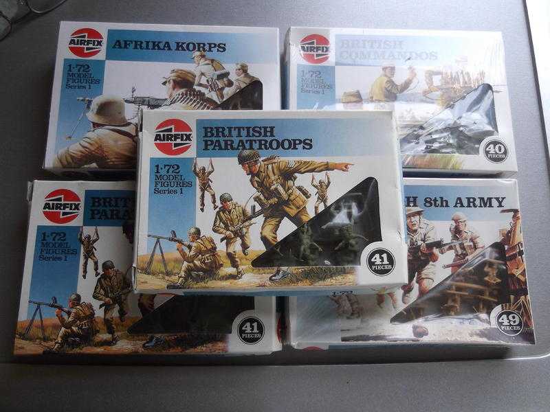 5 sets of Airfix 1980s 172 soldiers Series 1 - all new and boxed