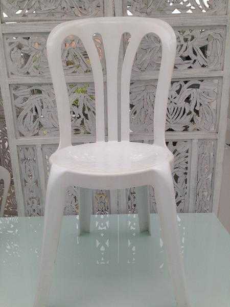 50 White stackable Event Chairs