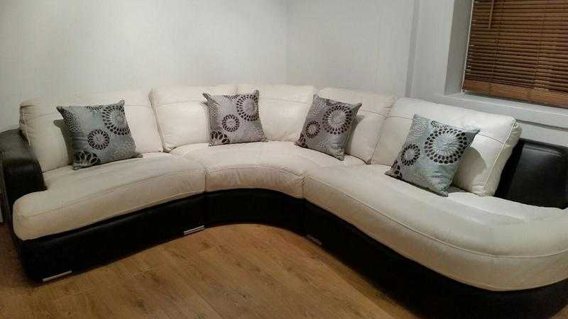 550 ONO Lovely cream amp brown leather corner sofa from Furniture Village