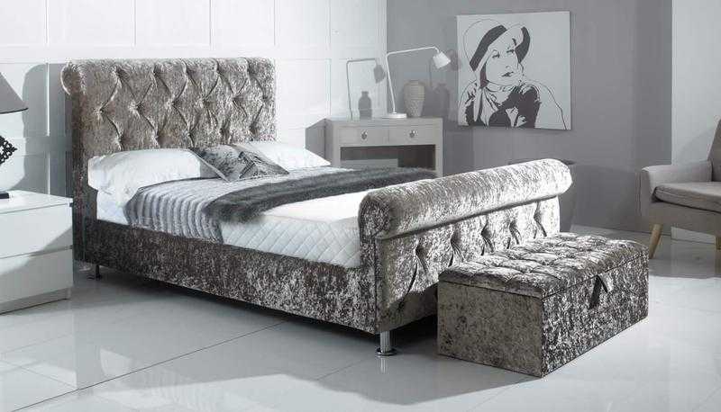 5ft king size bed frame in silver velvet different colours and sizes available