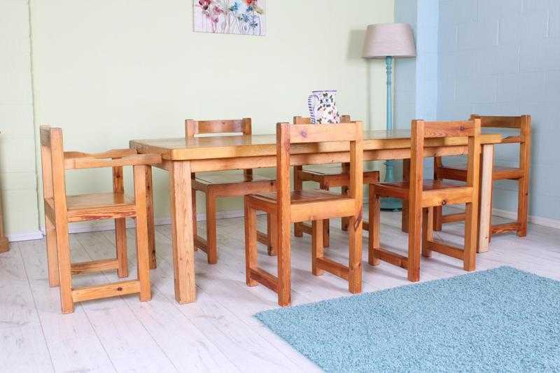 6 12 FT SOLID PINE TABLE 6 CHAIRS INCL 2 CARVERS PAINTING PROJECT - CAN COURIER