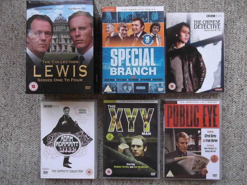 6 tv detective sets - Lewis, Special Branch, Chinese Detective, Public Eye, Adam Adamant, XYY Man