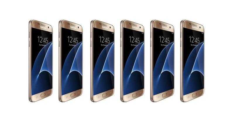 6 X Samsung S7 32gb smartphones, gold