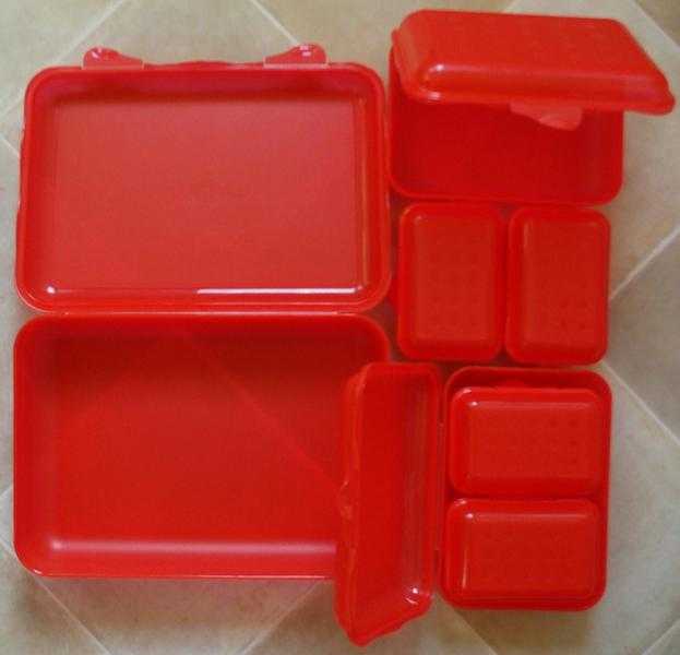 7 x PICNICCAMPING FOOD CONTAINERS - STRONG PLASTIC WITH CLIP LOCKS - NEW