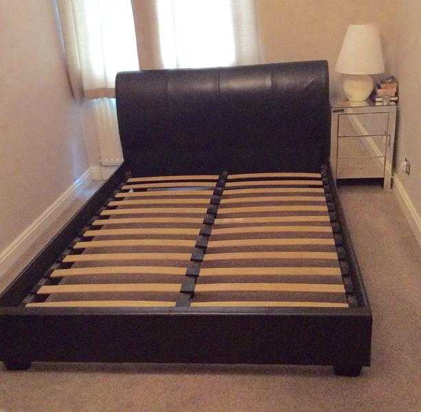 75 ovno Real leather King size bed frame Homebase vgc dissasemled for easy transport Leeds  pickup