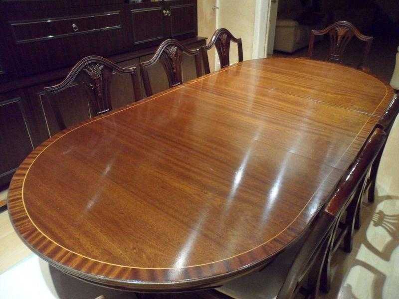 8 SEATER DARK WOOD DINING TABLE