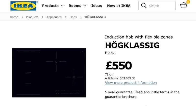 80cm induction glass hob