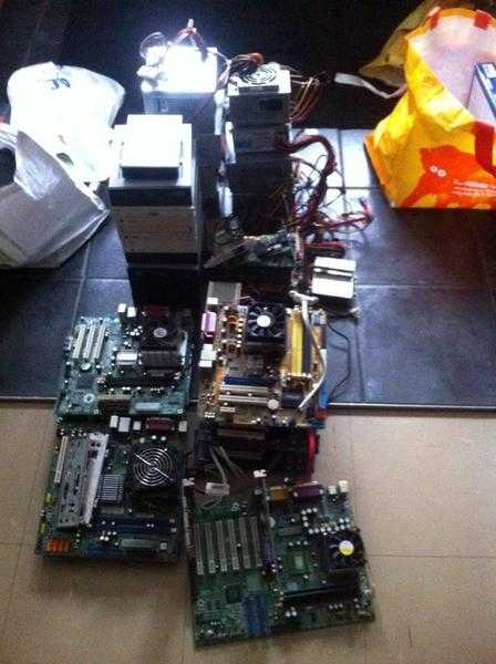 9 motherboards 8 PSU039S 8 cdDVD writers drives Loads of other stuff