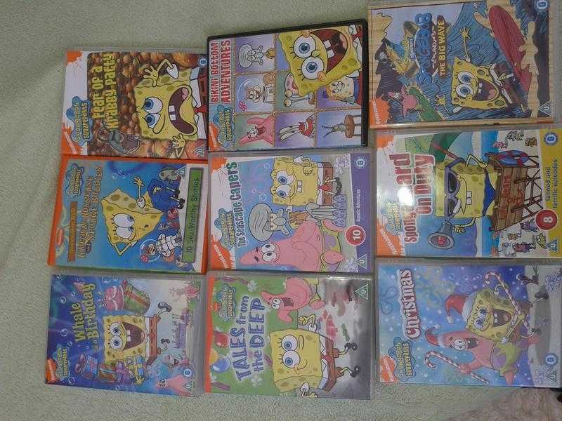 9 SPECTACULAR, HILARIOUS SPONGEBOB DVD039S ALL IN CLEAN EXCELLENTNEW CONDITION IN NEED OF NEW HOME