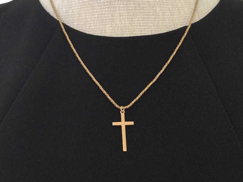 9ct GOLD HALLMARKED JEWELLERY DOT PATTERN CROSS  20  51 cm CABLE CHAIN