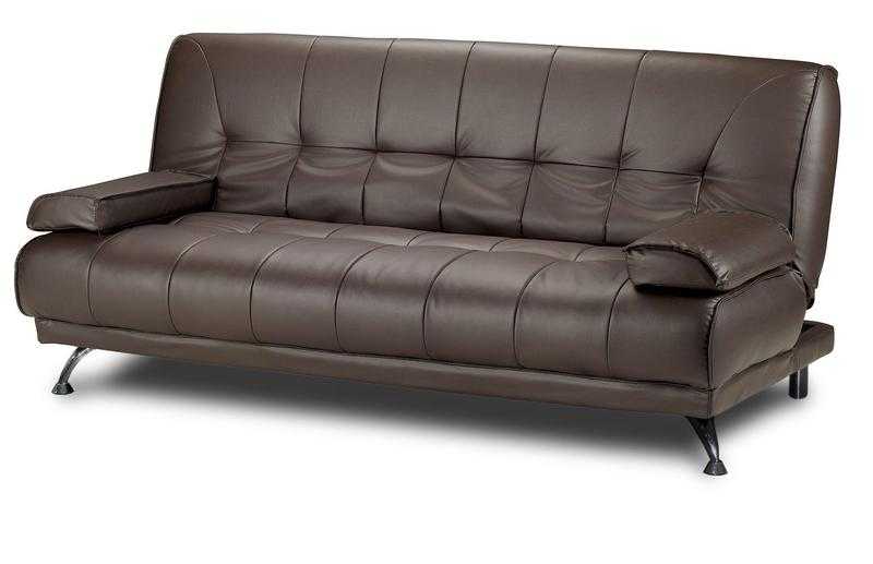 A Brand new Modern Italian Sofa Bed Futon - Brown Faux Leather