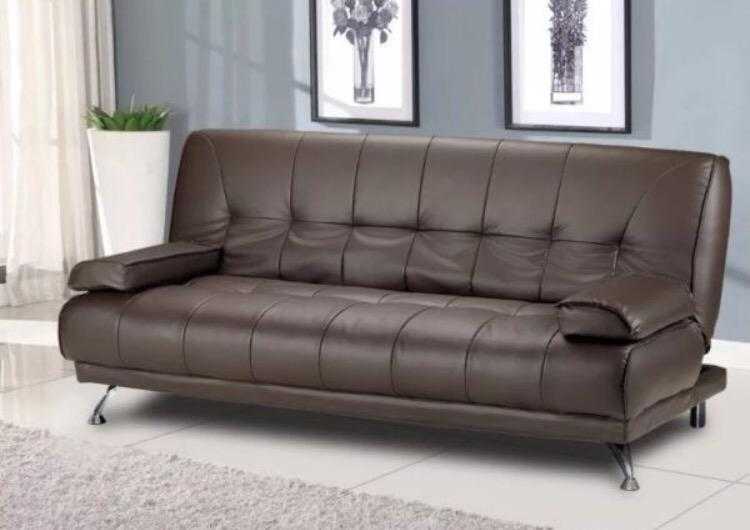 A Cosy Italian Sofa Bed Brown Faux Leather