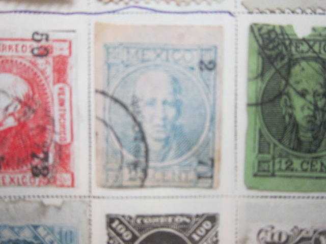 a mexico 25 cent blue on pink used surcharge stamp imperforated in vgc