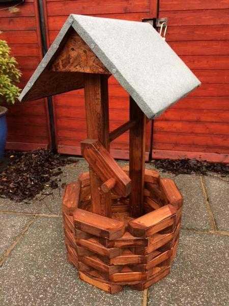 A Nice Hand Made Well Built Wooden Wishing Well Planter