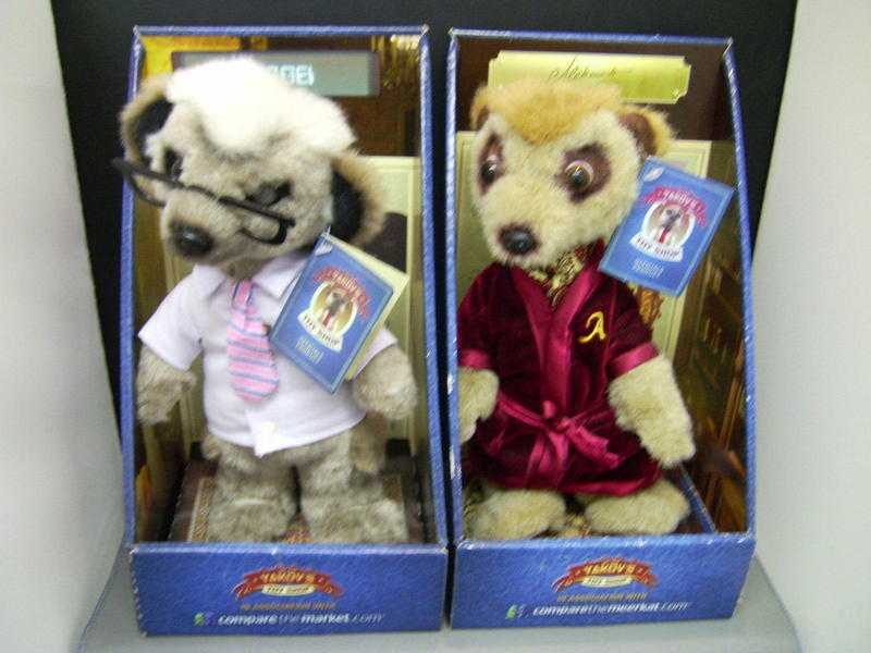 A Pair of comparethemeerkat.com  Collectors Soft Figures