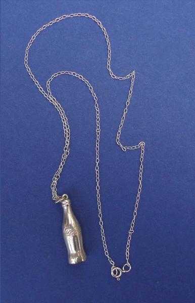 A Rare collectable sterling silver Coca-cola official bottle pendant amp 18-inch silver chain