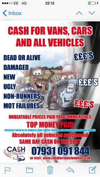 Absolutely All and Any Cars Vans and Trucks Wanted Today