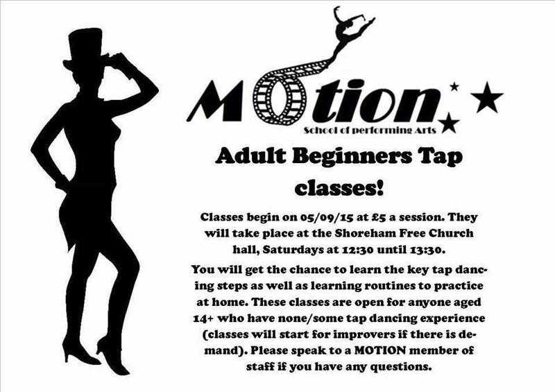 Adult Beginners Tap Classes, Shoreham free church every Saturday, 1230-1330, only 5 each session