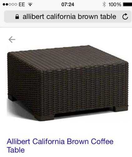 Allibert California Brown Rattan Effect Coffee Table