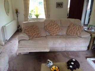 Almost new matching pair of corduroy settee039s in cream bought only months ago from Furniture Village