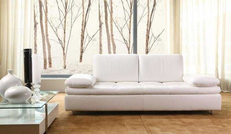 Andara White Top Graded Leather 3 Seater Sofa Bed