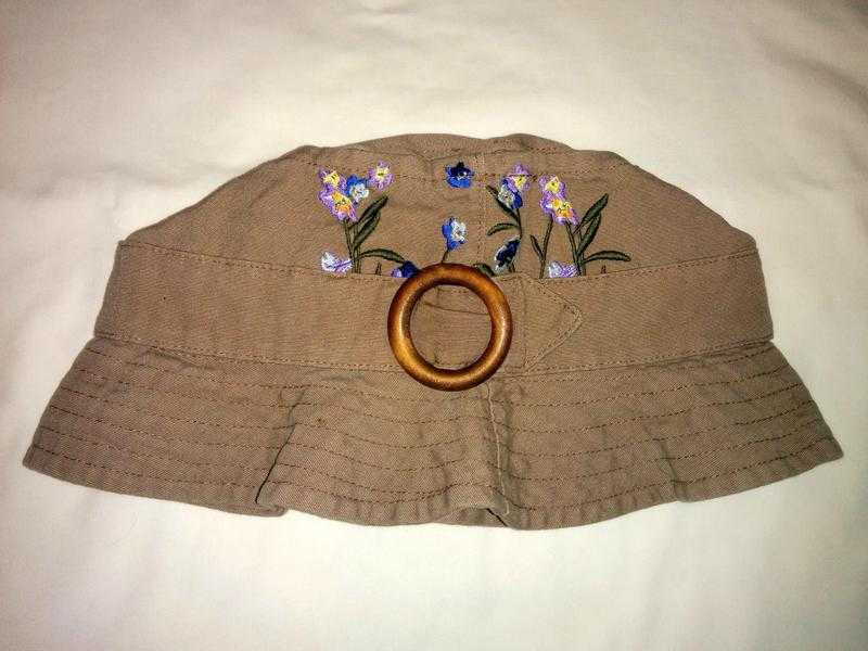 Animal Brand Summer Sun Hat Brown Women039s One Size Flower Embroidery 100 Cotton New