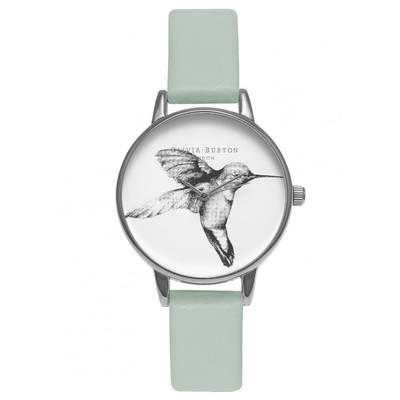 Animal Motif Hummingbird Watch - Mint amp Silver