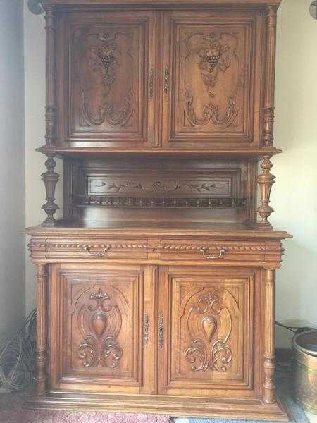 Antique 19th century French walnut Renaissance buffet  cabinet