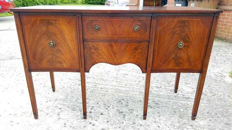 Antique Flame Mahogany Sheraton Style Sideboard