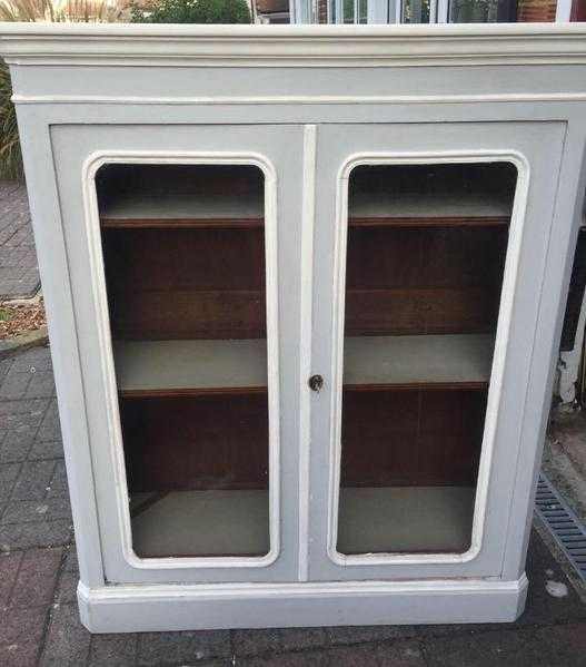 Antique French shabby chic bookcase armoire linen cupboard