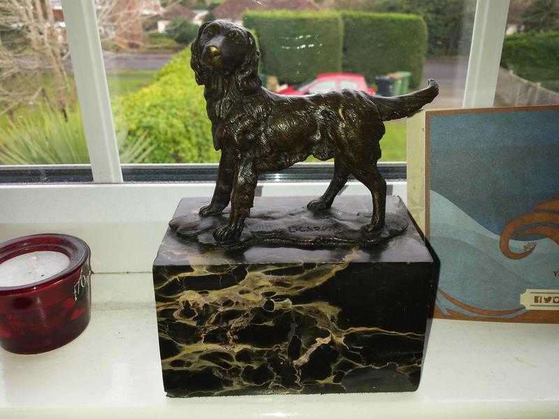 Antique L Carvin Bronze Statue Labrador Dog