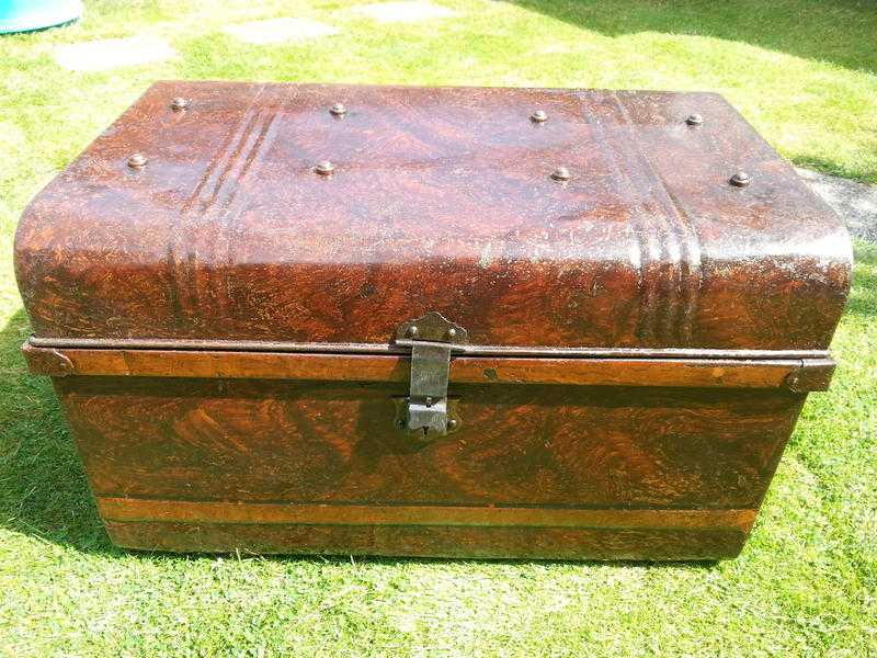 Antique Metal Cabin Trunk.