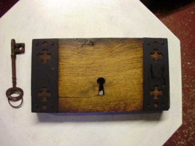 antique oak and iron door lock