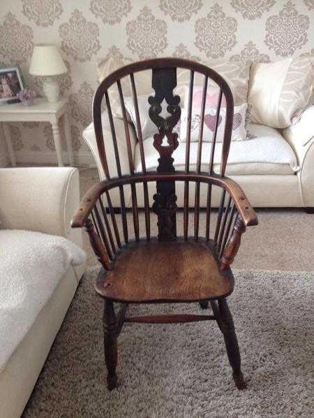 Antique oak grandfather chair