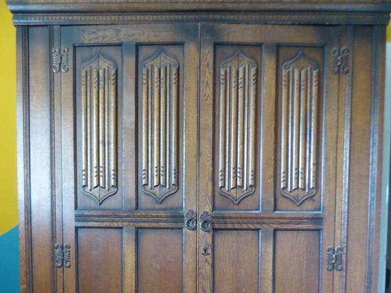 Antique Old Charm Oak carved wardrobe by Wood Bros Furniture