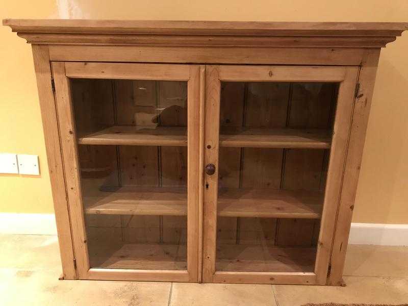 Antique Pine Display case with lovely ripple to the glass