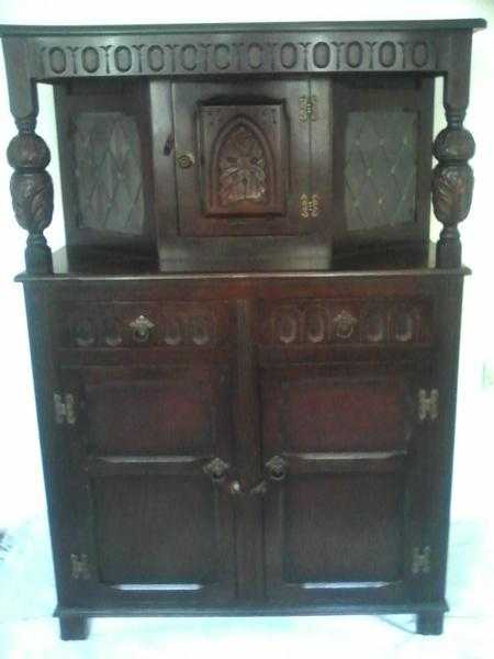 antique priory oak court cupboard