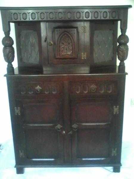 antique priory oak court cupboard,sideboard,unit,cabinet