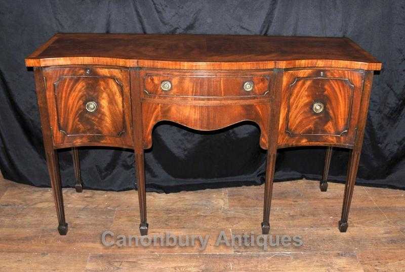 Antique Sheraton Sideboard Server Buffet Flame Mahogany 1920s