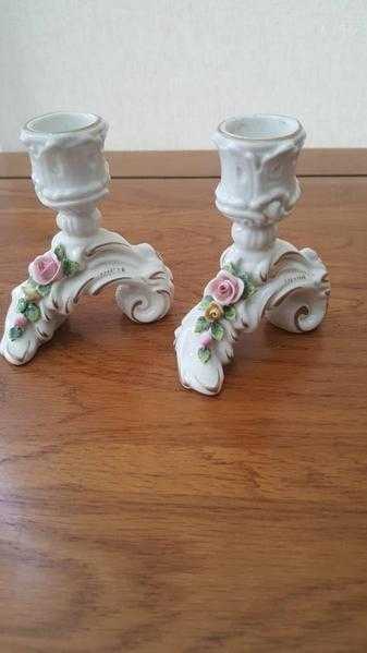 Antique small Dresden candle sticks