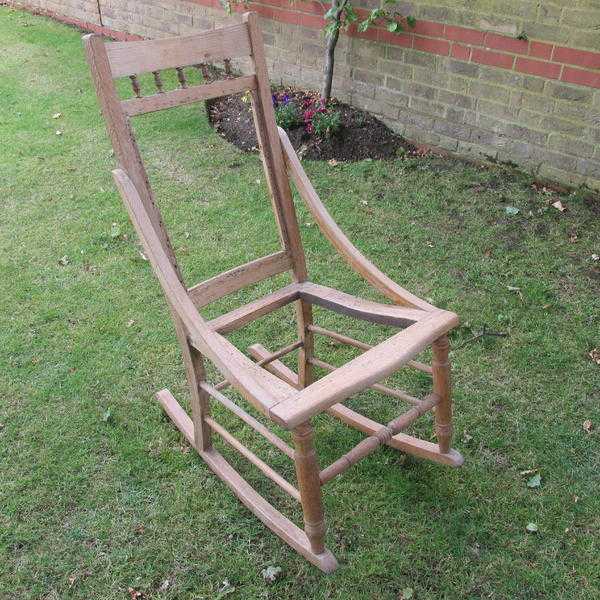 Antique Solid Oak Rocking Chair Frame