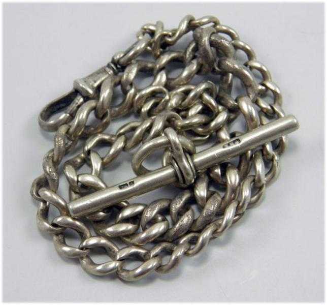 Antique sterling silver pocket watch chain